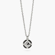 Kidult Collana con ciondolo rosa dei venti in acciaio e nero 851109